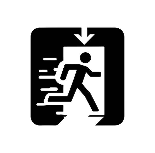 Vector emergency exit vector illustration escape route sign and symbol