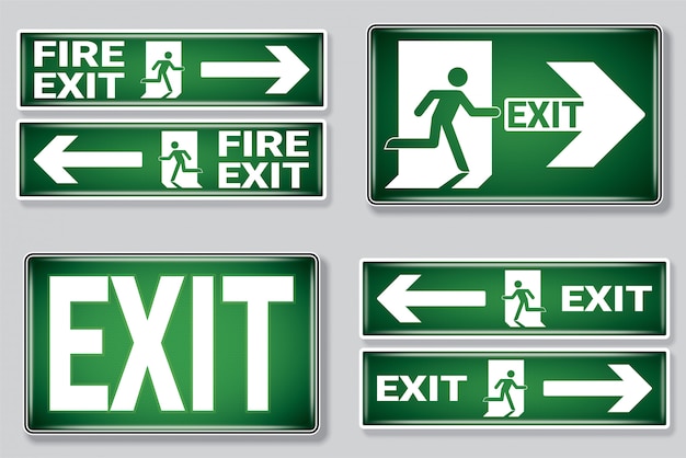 Emergency Fire Exit Symbol set .