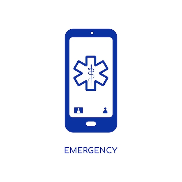 Emergency icon Tele assistance help phone sign Flat vector illustration