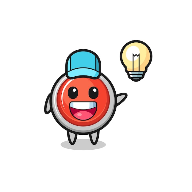 Vector emergency panic button character cartoon getting the idea , cute design