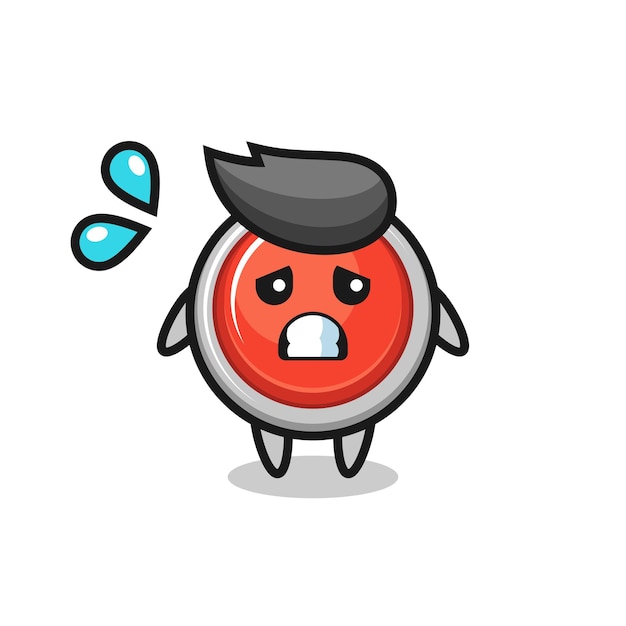 Emergency panic button mascot character with afraid gesture , cute design