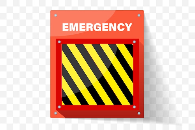 Emergency red box with shadow on a transparent background