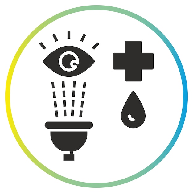 emergency rinse eyes icon eye wash procedure medical station flat symbol vector illustration