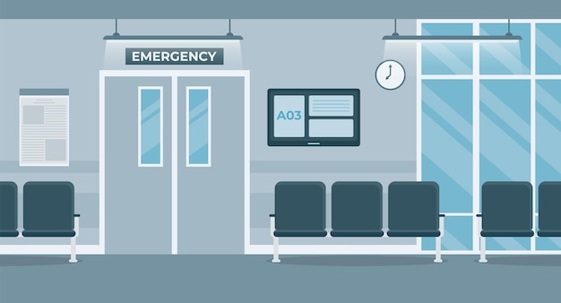 Emergency room in hospital illustration image premium vector