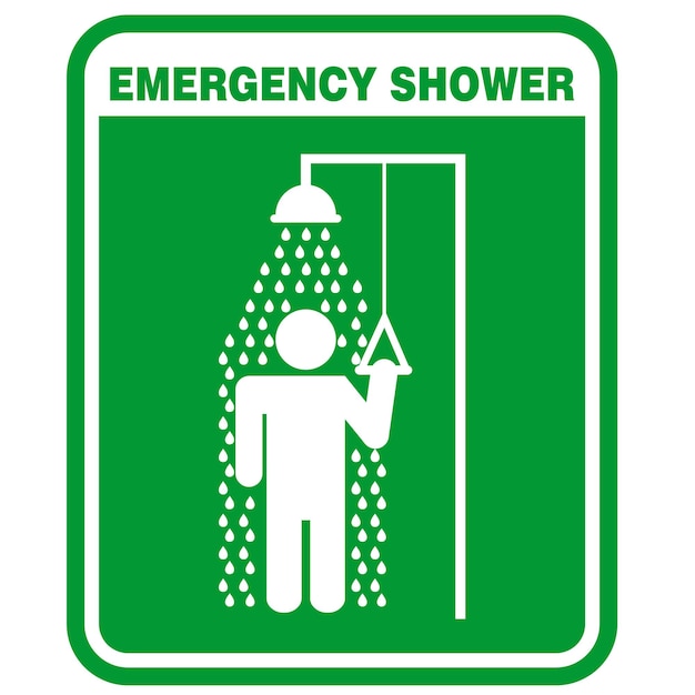 Emergency shower sign and label vector