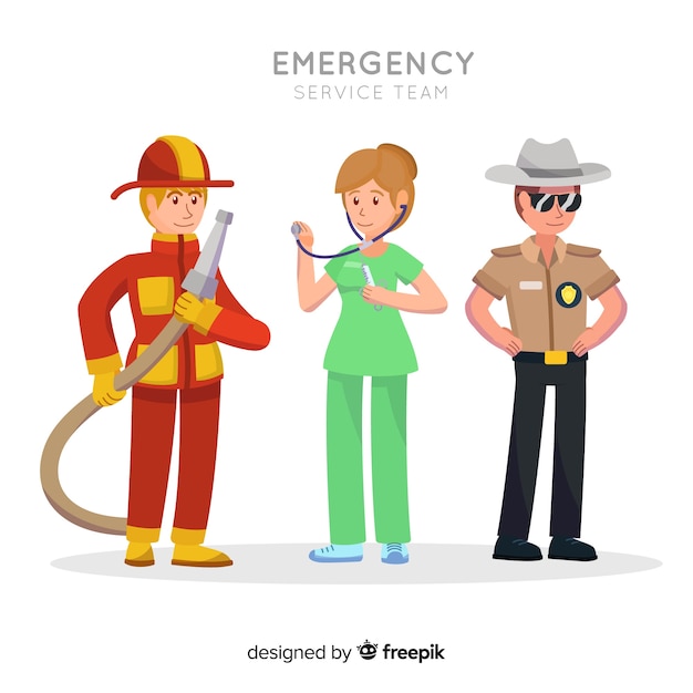 Emergency team in flat design