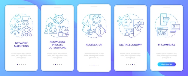新興ビジネス トレンド ブルー グラデーション オンボーディング モバイル アプリ画面
