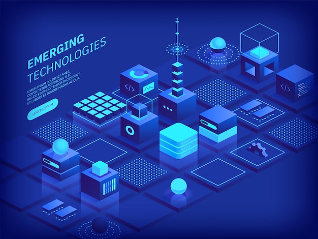 emerging technologies concept abstract futuristic cubes design