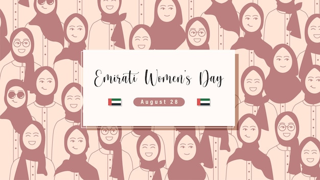 Emirates Women's Day Design met vrouw met hijab vectorillustratie