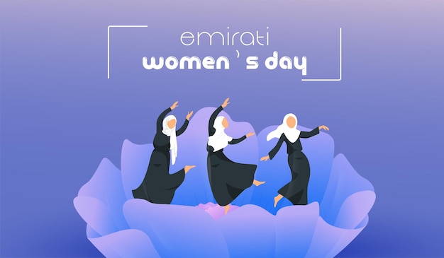 Emirates women's day design with female with hijab vector illustration. emirati womens day template