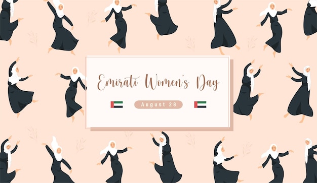 Emirates Women's Day Design with Female with Hijab Vector Illustration. Emirati Womens Day Template