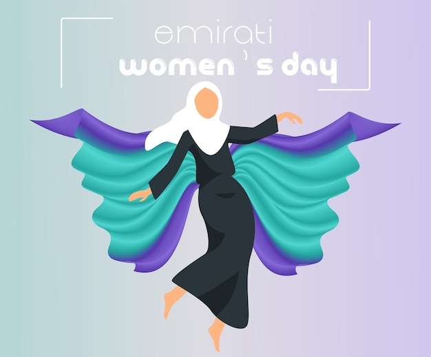 Emirates Women's Day Design with Female with Hijab Vector Illustration