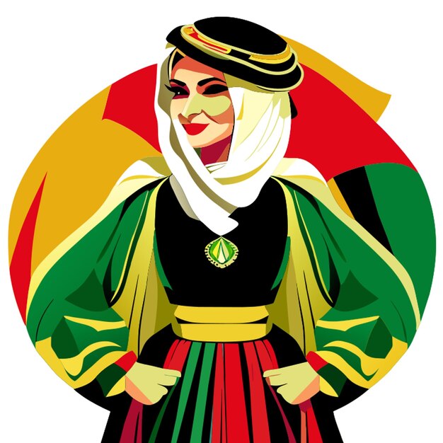 Vettore emirati bellissimo vestito verde illustrazione vettoriale completa