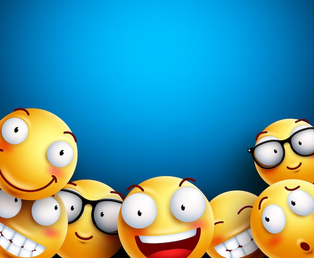 Emoji background vector illustration Yellow emoticons or emojis