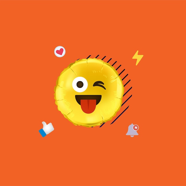 Emoji balloon with social media icons