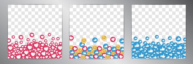 Vector emoji banner set vector illustration in 3d style