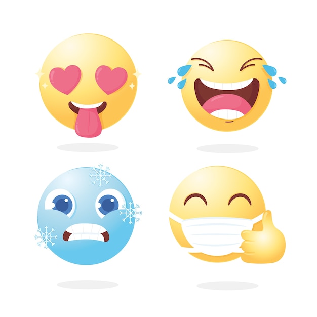 Vector emoji character cartoon social media icons illustration