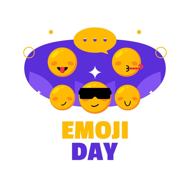 Vettore evento emoji day flat illustration