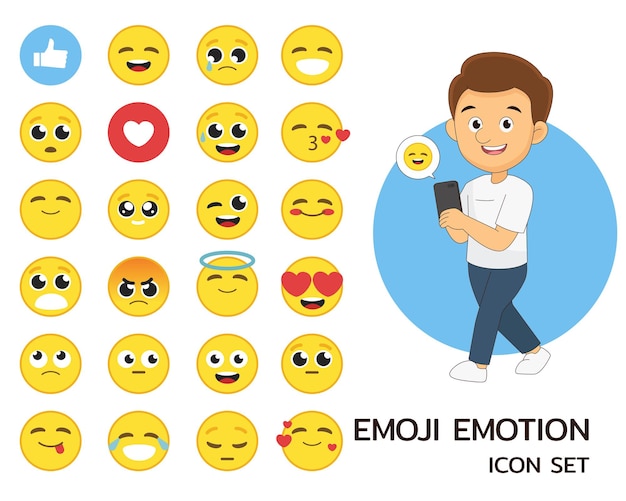 Icone piane di concetto di emozione emoji
