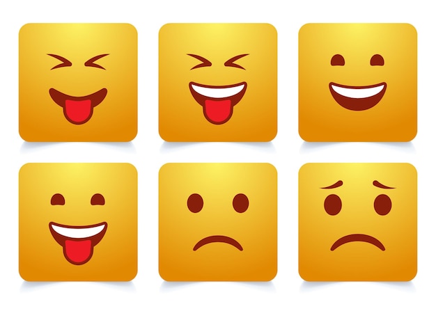 Emoji 얼굴 감정 emoji의 벡터 만화 emoji의 소셜 미디어에 대한 설정된 이모티콘 반응