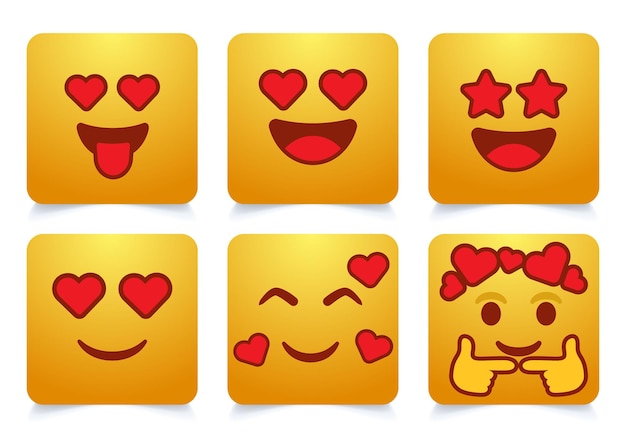 Emoji 얼굴 감정 emoji의 벡터 만화 emoji의 소셜 미디어에 대한 설정된 이모티콘 반응