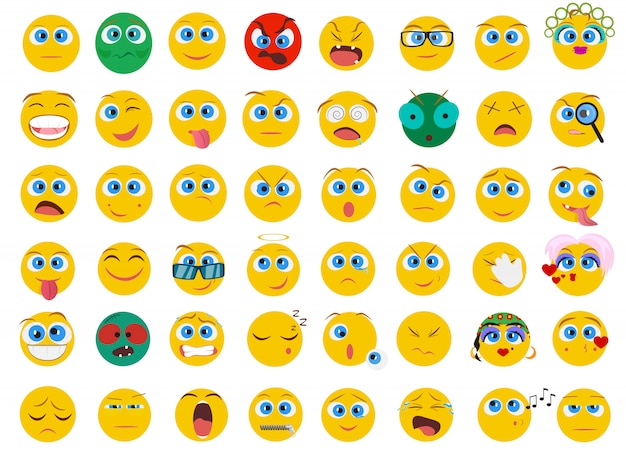 Emoji face emotion icons set
