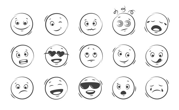 Emoji face icon set Emoji with different emotion mood