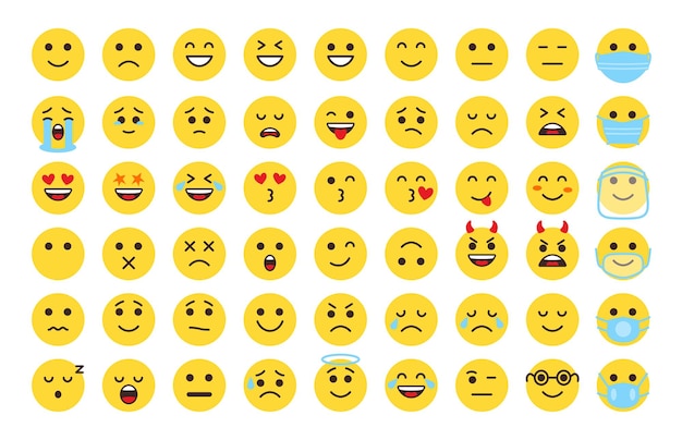 Vettore set di icone faccia emoji