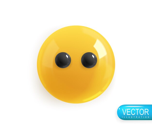 Vector emoji face is silent realistic 3d design emoticon yellow glossy color icon in plastic cartoon style