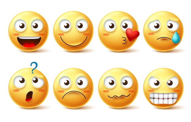 Vector emoji face vector character set. emoticon and emoji with different facial expression