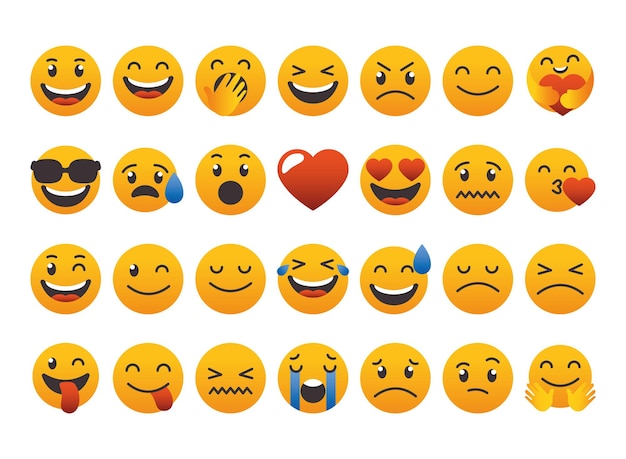 Vector emoji faces collection set