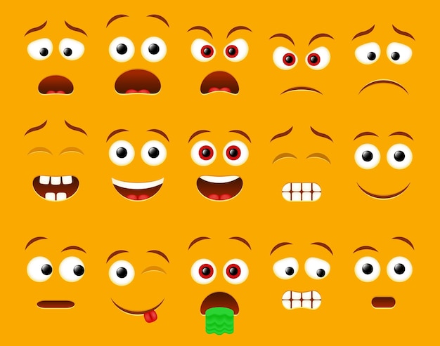 Vector emoji faces for emoticon constructor vector illustration