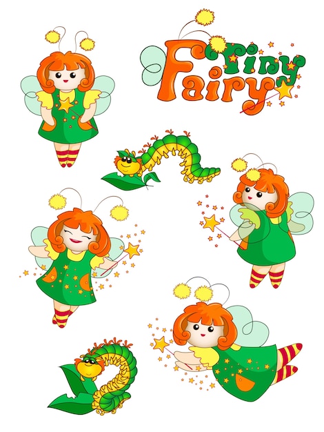 Emoji fairy set with .caterpillar