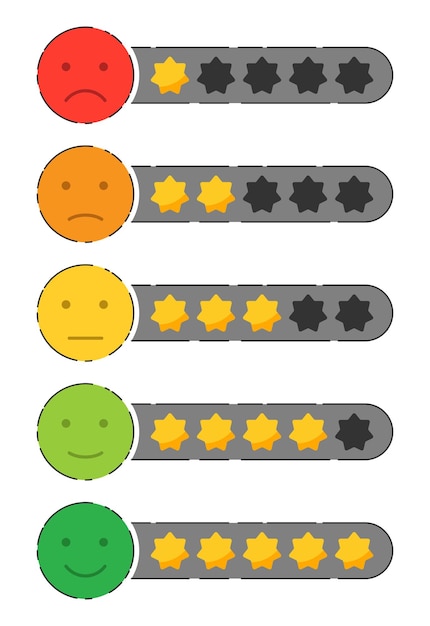 Emoji feedback icon with stars rating Customers review vector collection