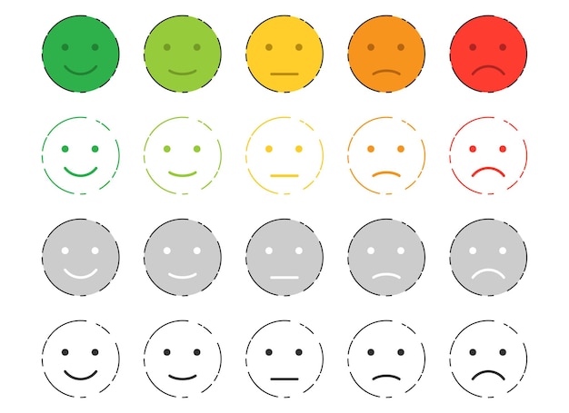 Valutazione feedback emoji i clienti recensiscono la raccolta vettoriale