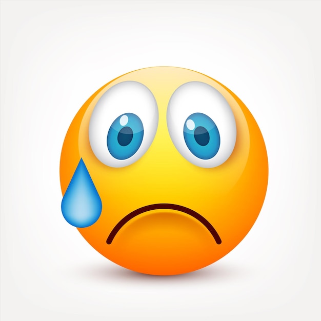 Vector emoji geel gezicht met emoties realistische emoji verdrietige of gelukkige boze emoticon stemming cartoon personage