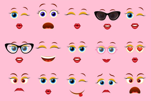 Emoji gezichten voor emoticon constructor vectorillustratie