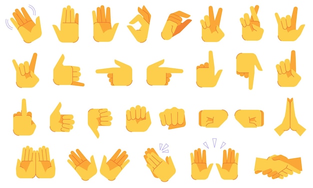 Emoji hand gestures set