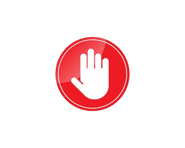 Simbolo della linea dell'icona della mano emoji mano con segno di divieto illustrazione vettoriale isolata del concetto di segnale di stop per il design dell'interfaccia utente del logo dell'app mobile del sito web