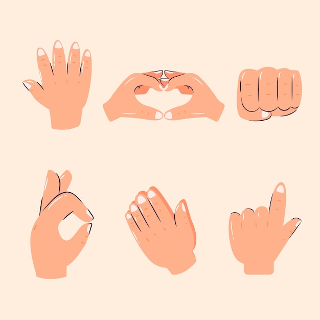 Insieme di elementi mani emoji