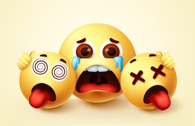 Emoji hopeloos huilend karakter vector ontwerp Emoji van ouder en kinderen emoticon