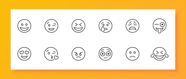 Vector emoji icon set nasty emotions comment symbol heart feelings messages social networks communication messengers black icon on a white background vector line icon for business and advertising