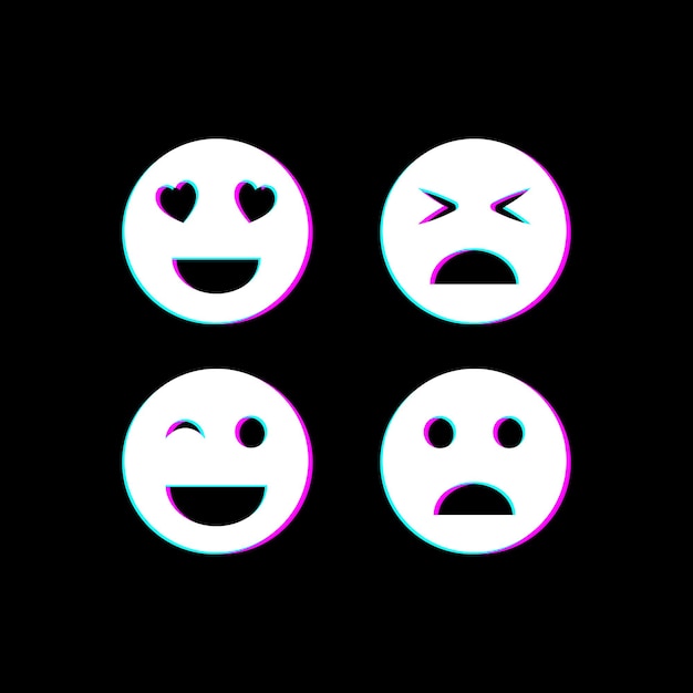 Emoji в наборе иконок в стиле глюк. векторная иллюстрация. eps 10