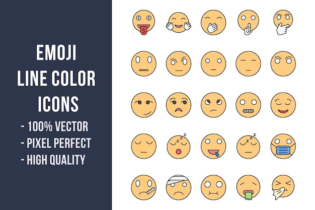 Vector emoji line color icons