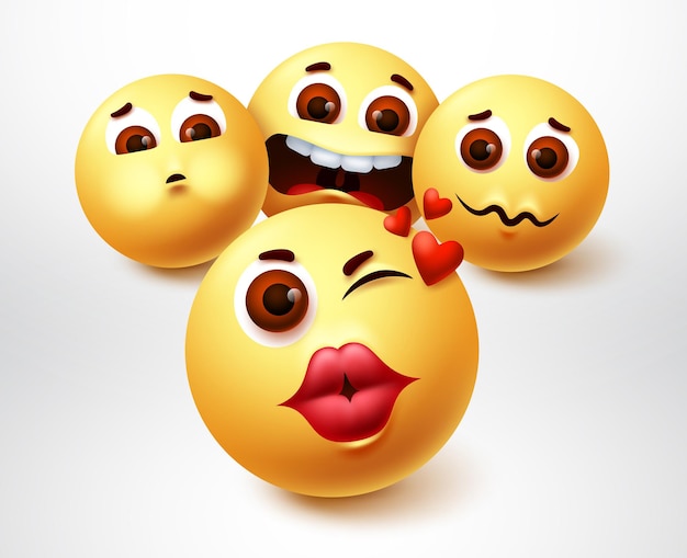 Emoji прекрасный векторный дизайн персонажей emojis смайликов женихов в пухлых губах с влюбленным женихом