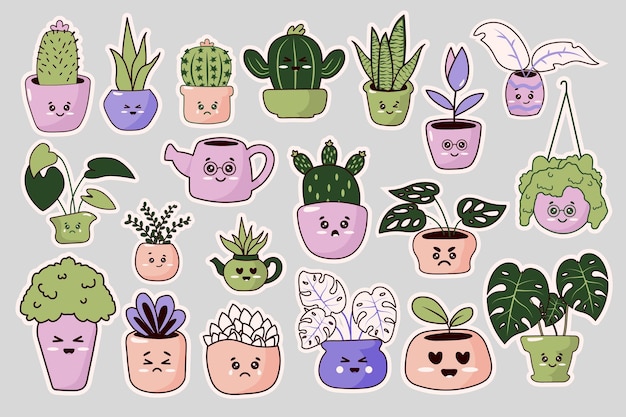 Vector emoji planten illustratie set