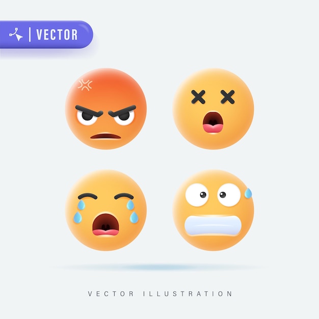 Emoji's en emoticons worden geconfronteerd met vectorset emoticon van schattige gele gezichten met verschillende uitdrukkingen