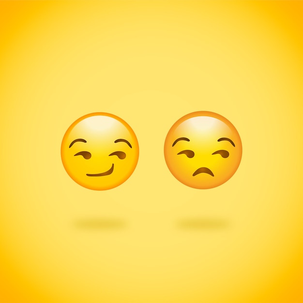 Emoji's grijnzend en unamused face