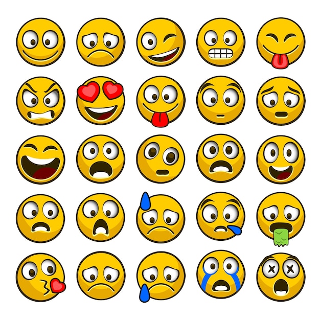 Emoji and sad icon set