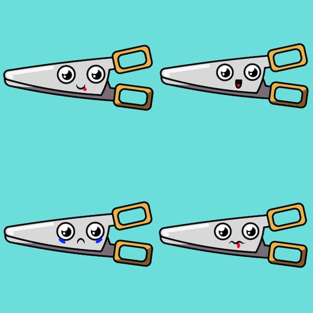 Emoji Scissor Set Vector Ocean